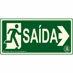 Placa Sinalização Saída Pictografada Seta Para Direita S13 Fotoluminescente