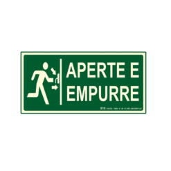 Placa Sinalização Aperte E Empurre S18 Fotoluminescente